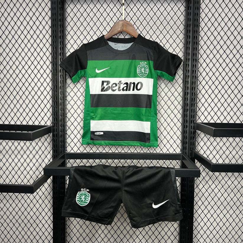 Conjunto infantil principal verde/blanco/negro 2024/25