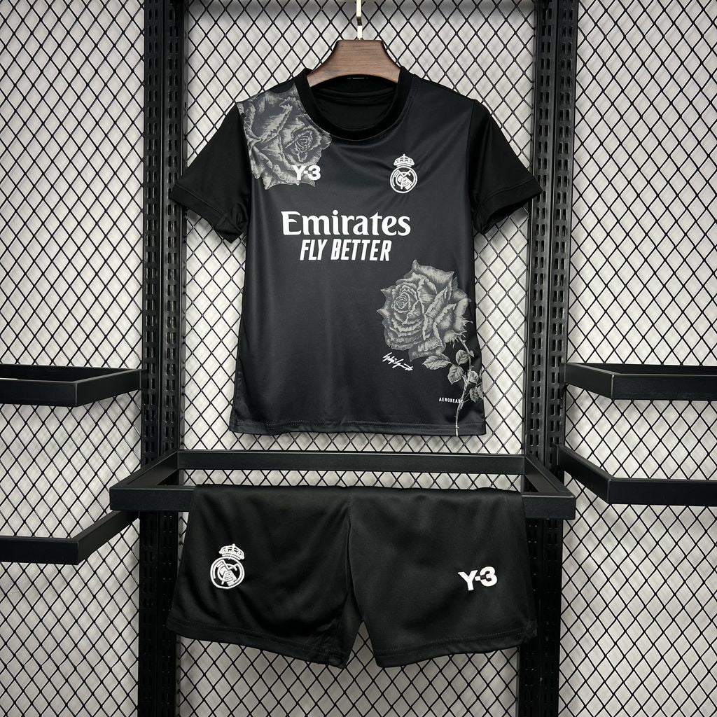 Conjunto Infantil Real Madrid Y3 Rose Edición Negra 2024/25