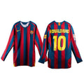 Camiseta MANGA LARGA Barcelona Local Ronaldinho Retro 2005/06 - Roja y Azul REEDIÇÃO