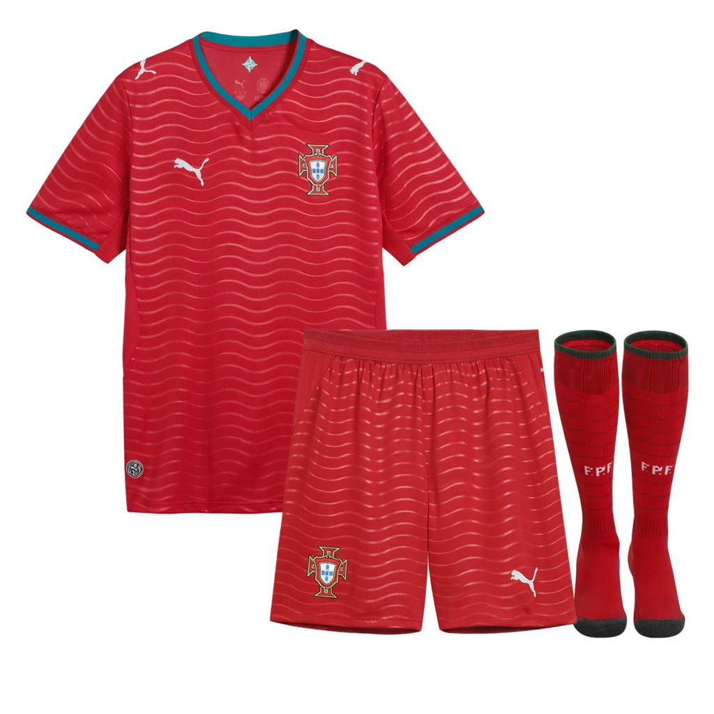 Conjunto infantil COM MEIAS Selección de Portugal principal COPA DEL MUNDO 2026 - roja