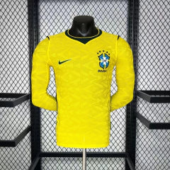 Camiseta Selección Brasil MANGA LARGA  principal Copa del Mundo 2026 PLAYER amarilla -