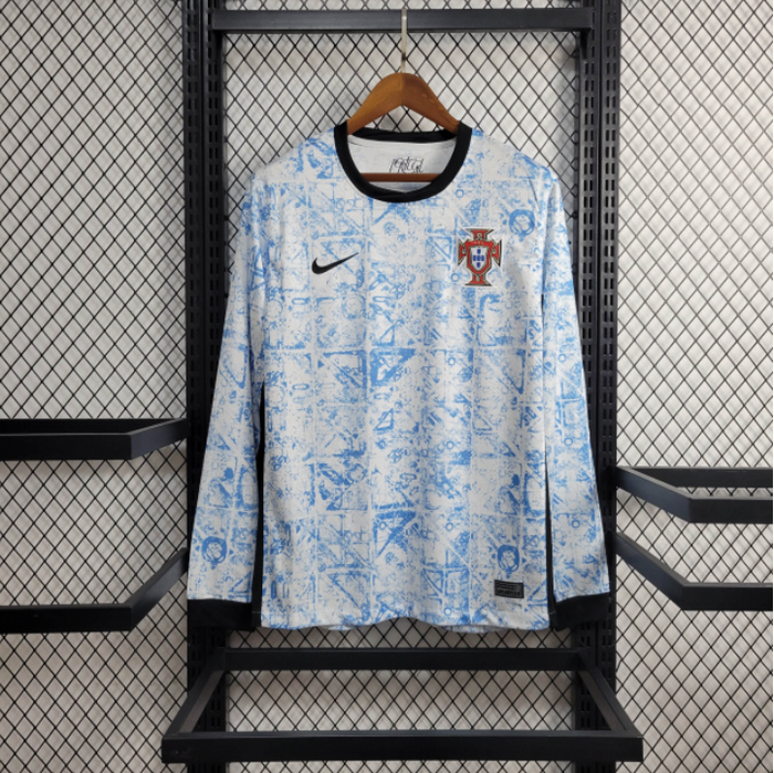 Camiseta Portugal azul manga larga local Euro 2024