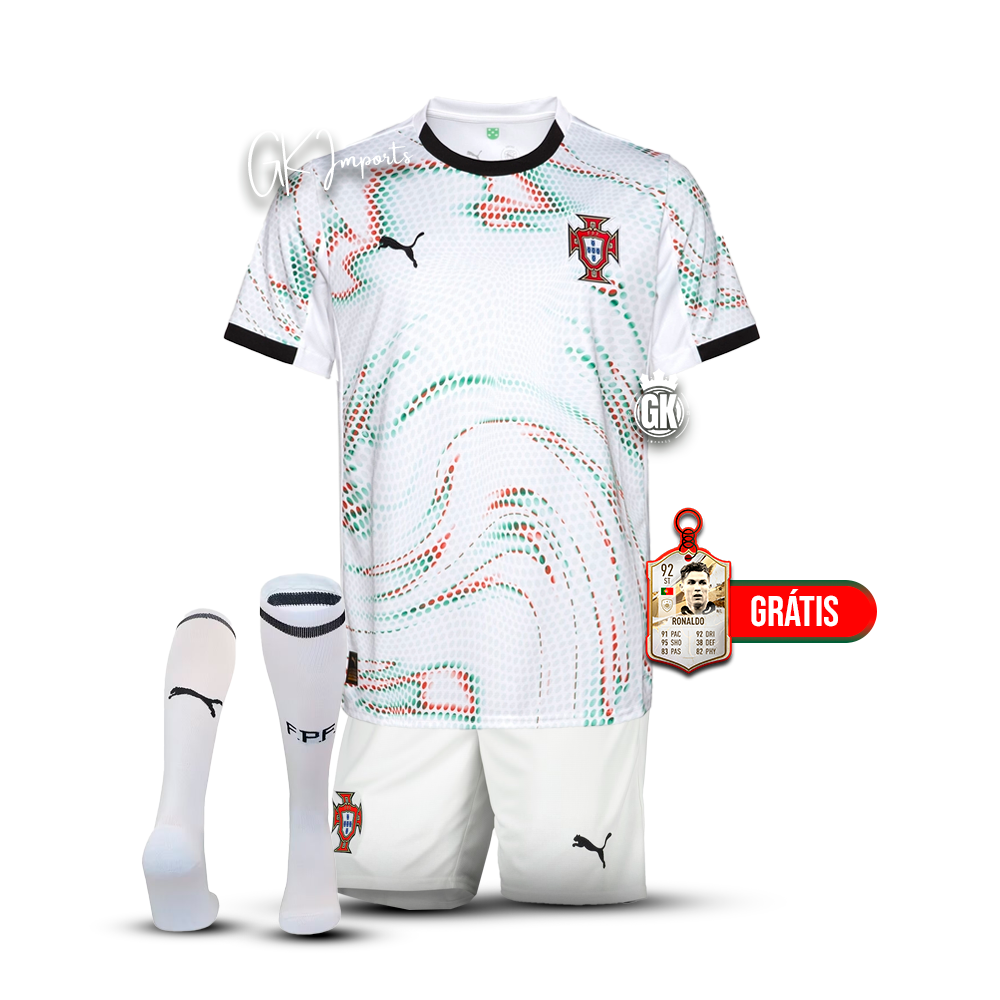 Conjunto infantil Selección de Portugal blanco alternativo 2025