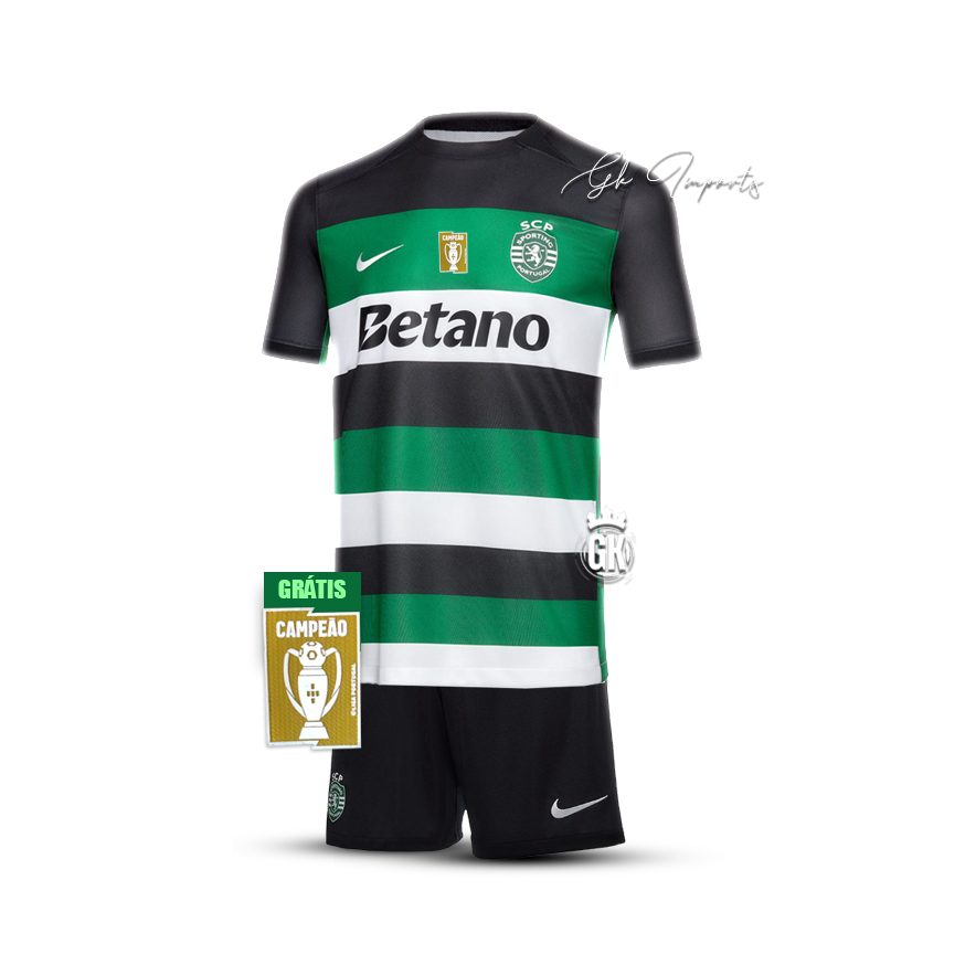 Conjunto infantil principal verde/blanco/negro 2024/25