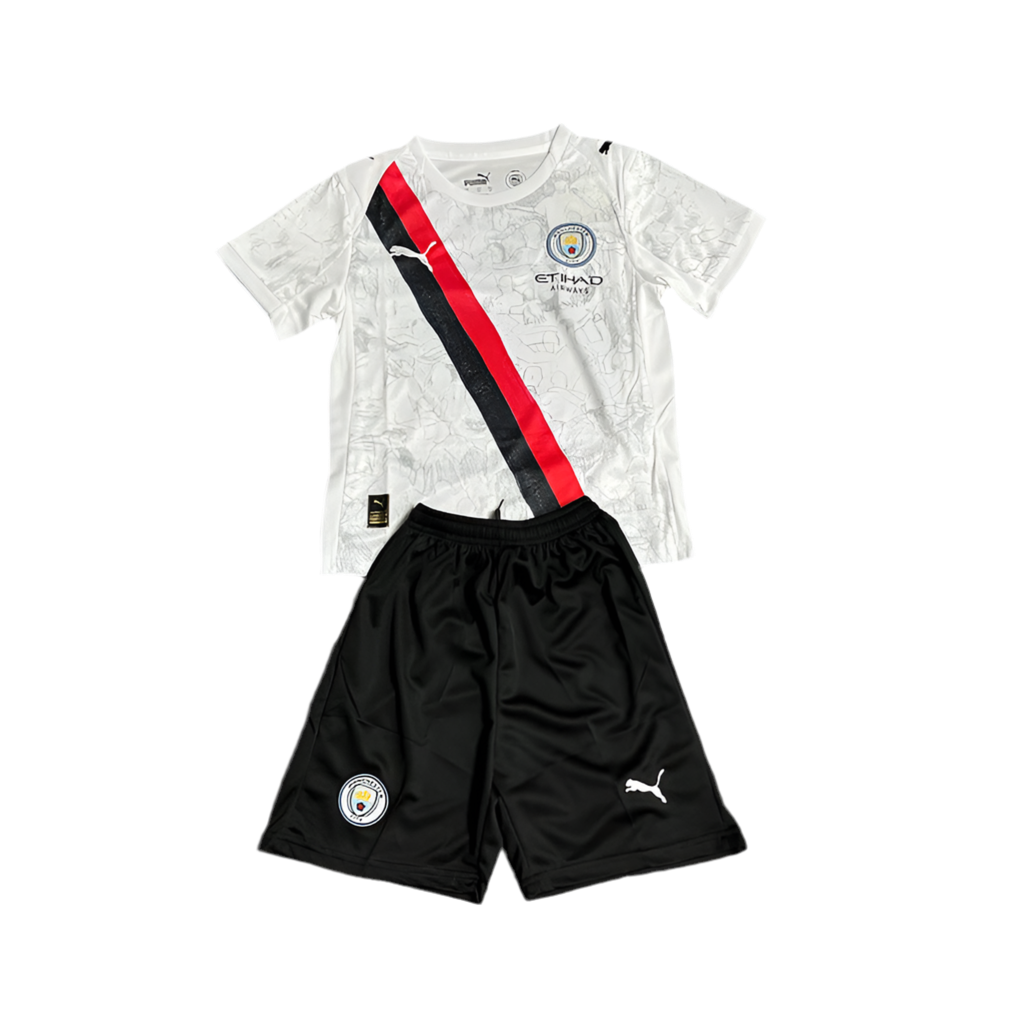 Conjunto Infantil Manchester City visitante 2025/26 blanco