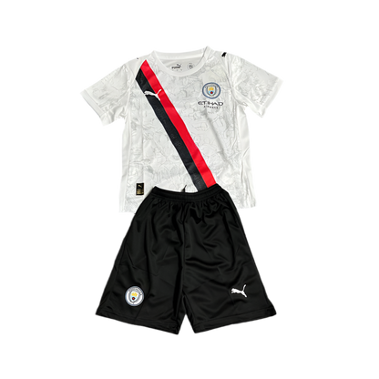 Conjunto Infantil Manchester City away 2025/26 blanco