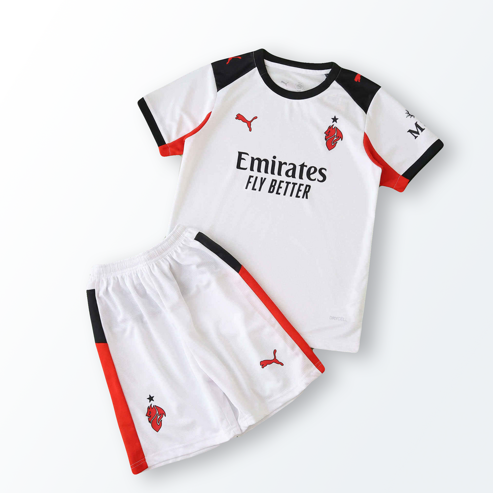 Conjunto Infantil Milan alternativo blanco 2025/26