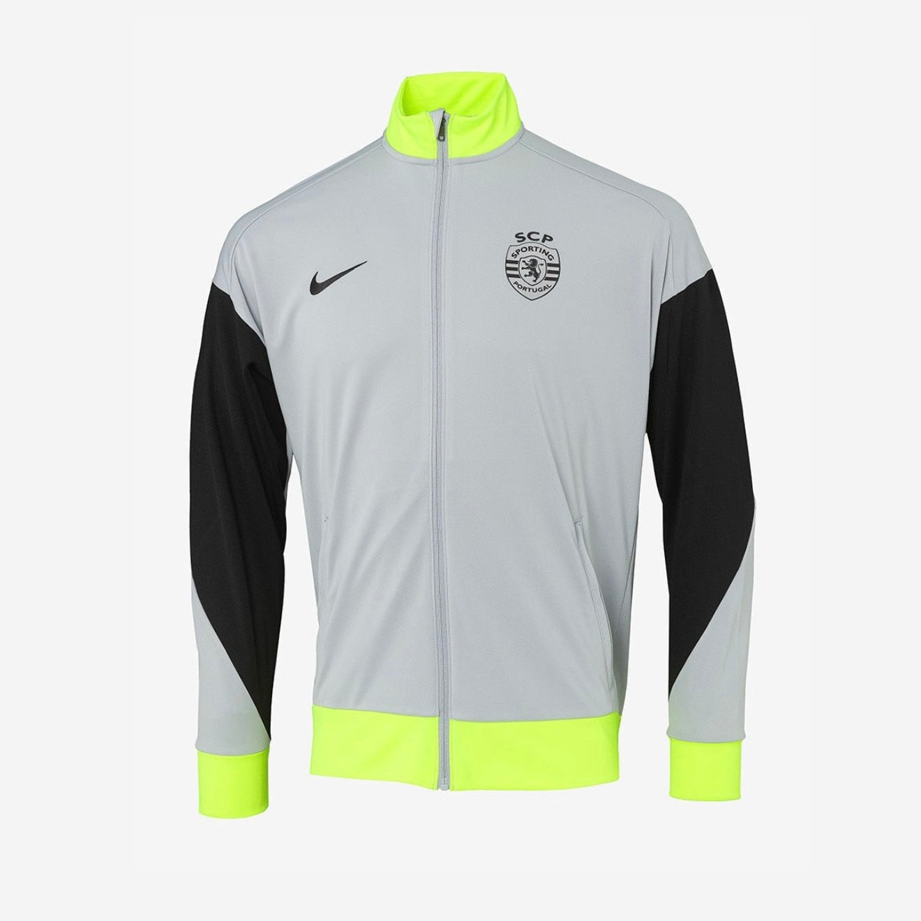 Chaqueta de entrenamiento gris y verde 2025/26 cremallera completa