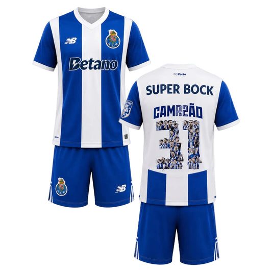 Conjunto infantil CAMPEONES 31 dragón PRINCIPAL 2026/27 azul y blanca