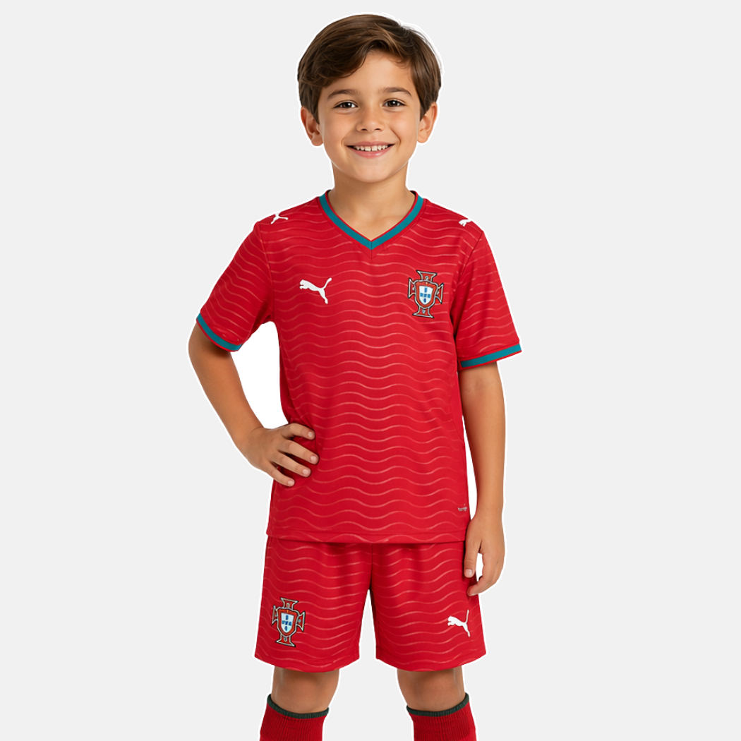 Conjunto infantil COM MEIAS Selección de Portugal principal COPA DEL MUNDO 2026 - roja