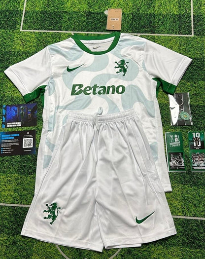 Conjunto infantil COM MEIAS alternativo blanco 2025/26