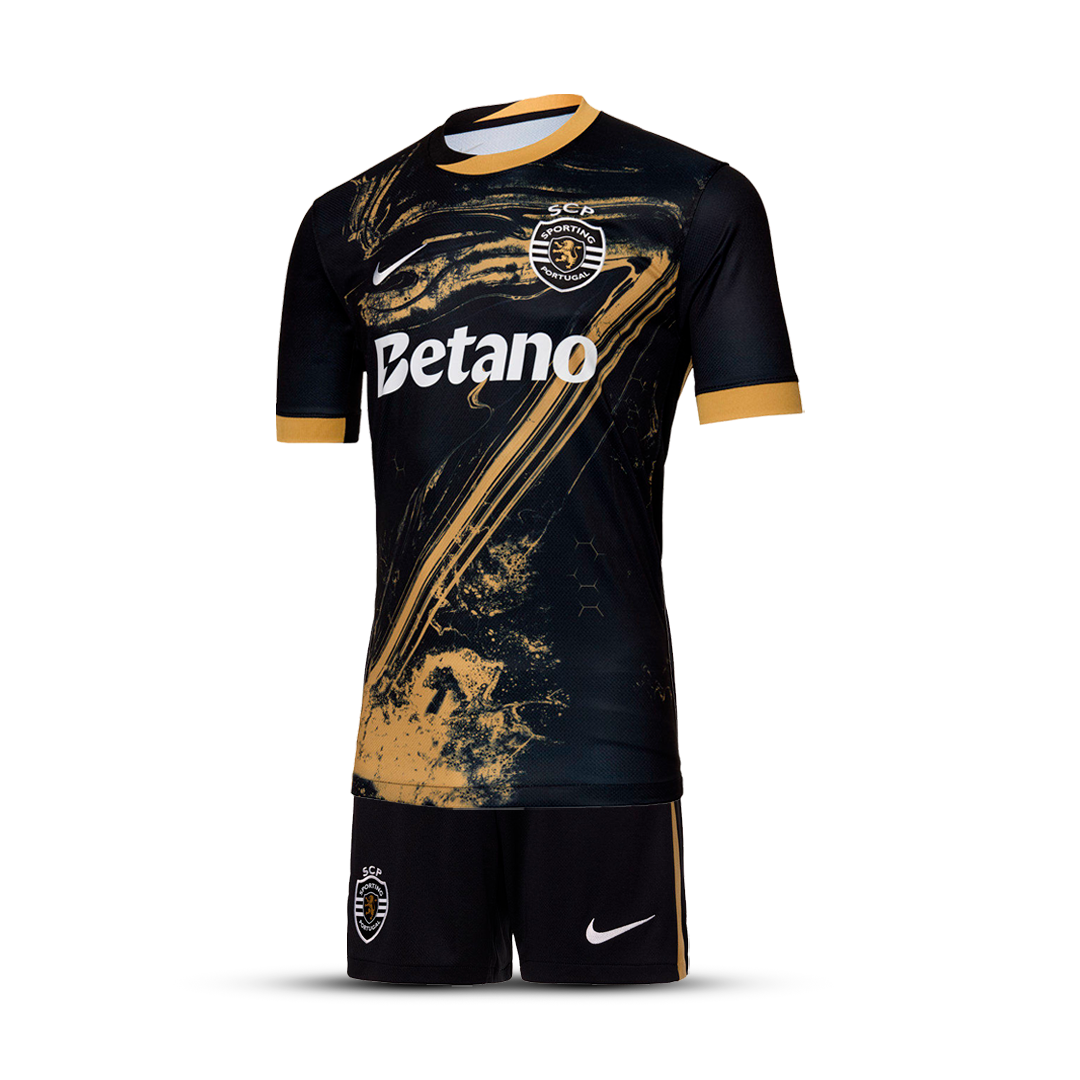 Conjunto infantil “7” tercera equipación 2024/25 - negro y dorado