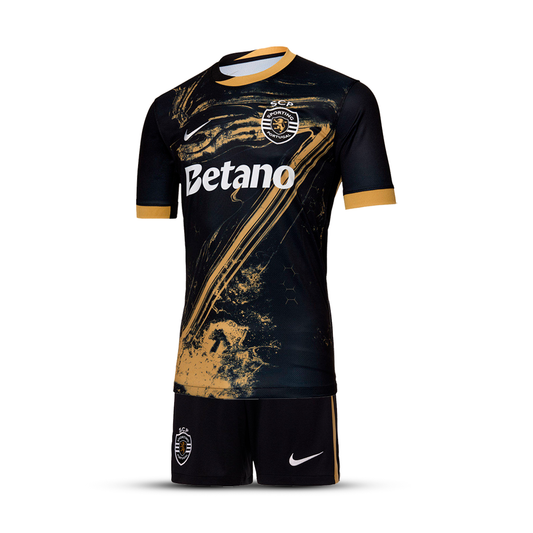 Conjunto infantil “7” tercera equipación 2024/25 - negro y dorado
