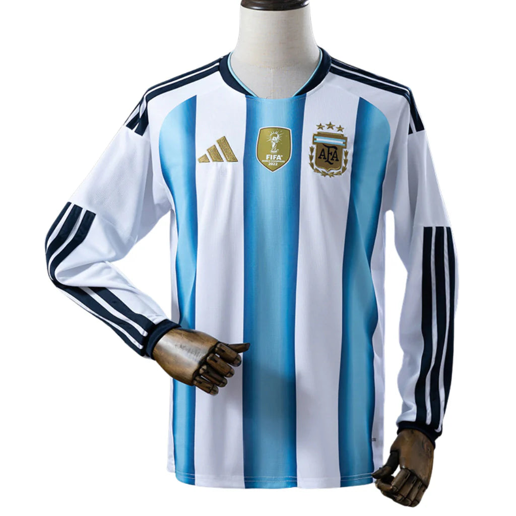 Camiseta Selección de Argentina MANGA LARGA principal blanca/azul - Copa del Mundo 2026