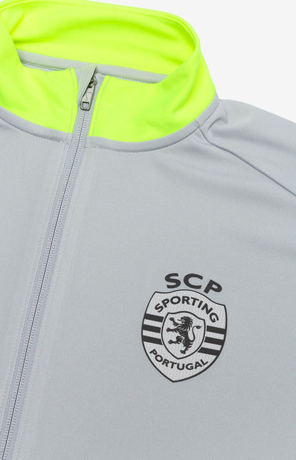 Chaqueta de entrenamiento gris y verde 2025/26 cremallera completa