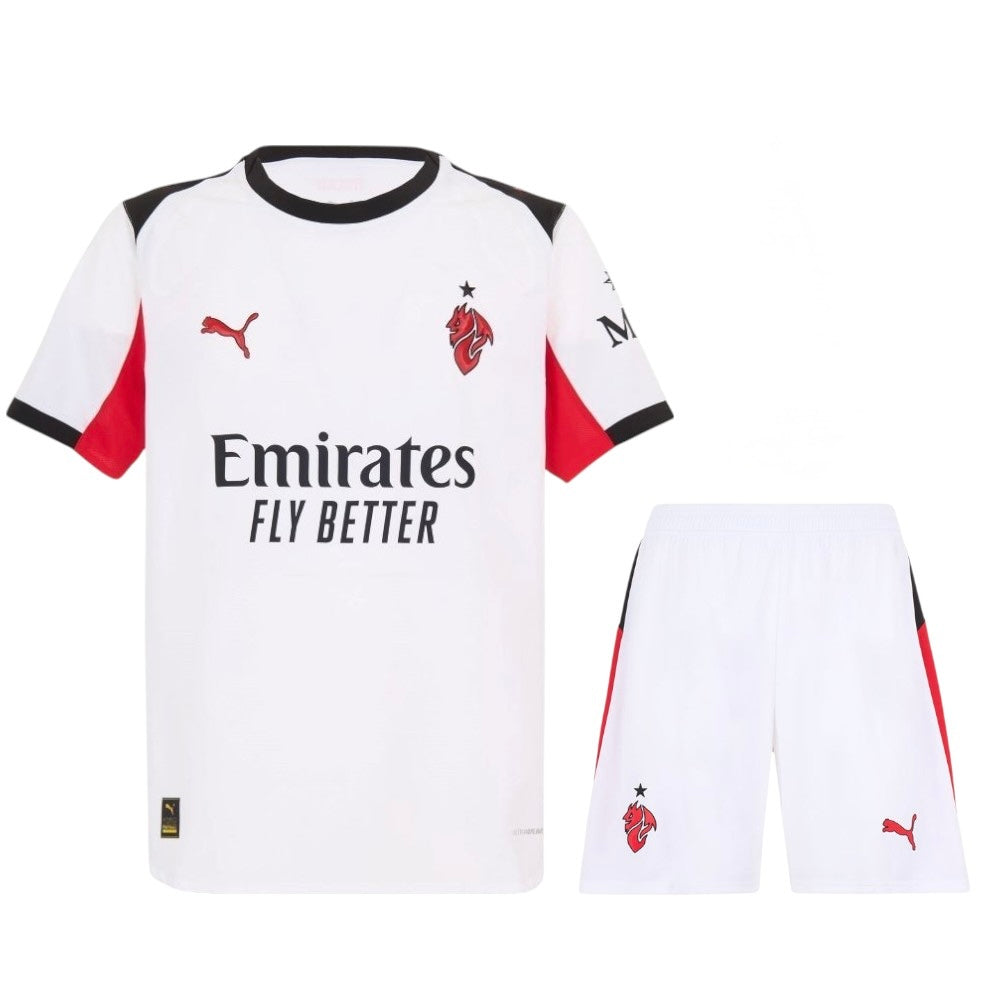 Conjunto Infantil Milan alternativo blanco 2025/26