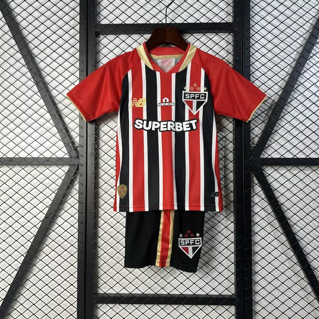 Conjunto Infantil São Paulo alternativa roja/negra 2025/16