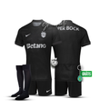 Conjunto infantil COM MEIAS VISITANTE negro 2025/26