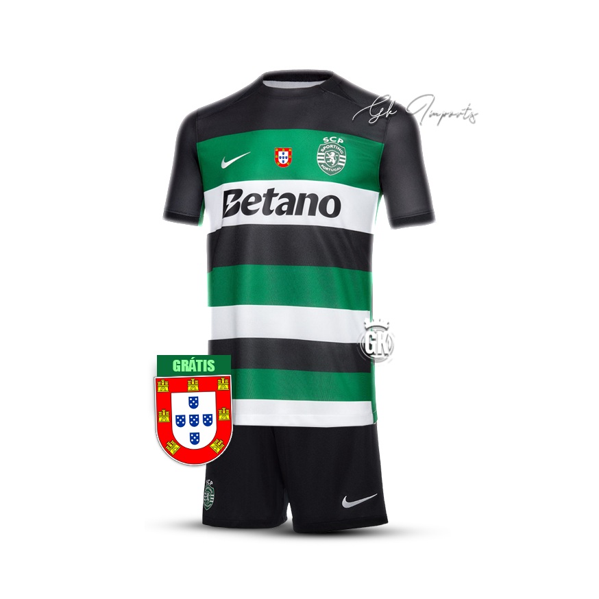 Conjunto infantil principal verde/blanco/negro 2024/25