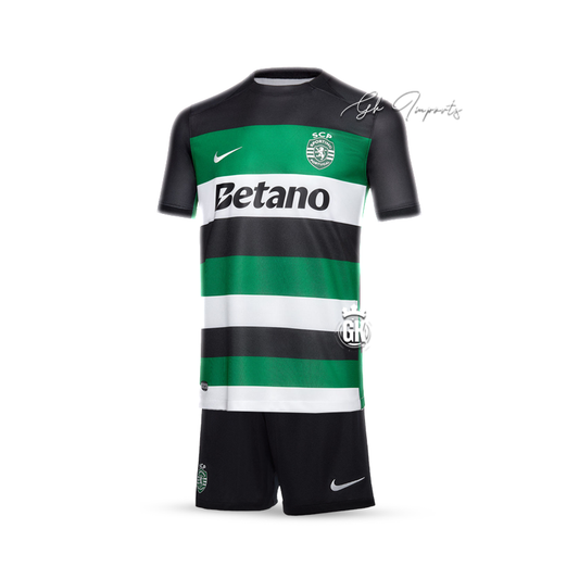 Conjunto infantil principal verde/blanco/negro 2024/25