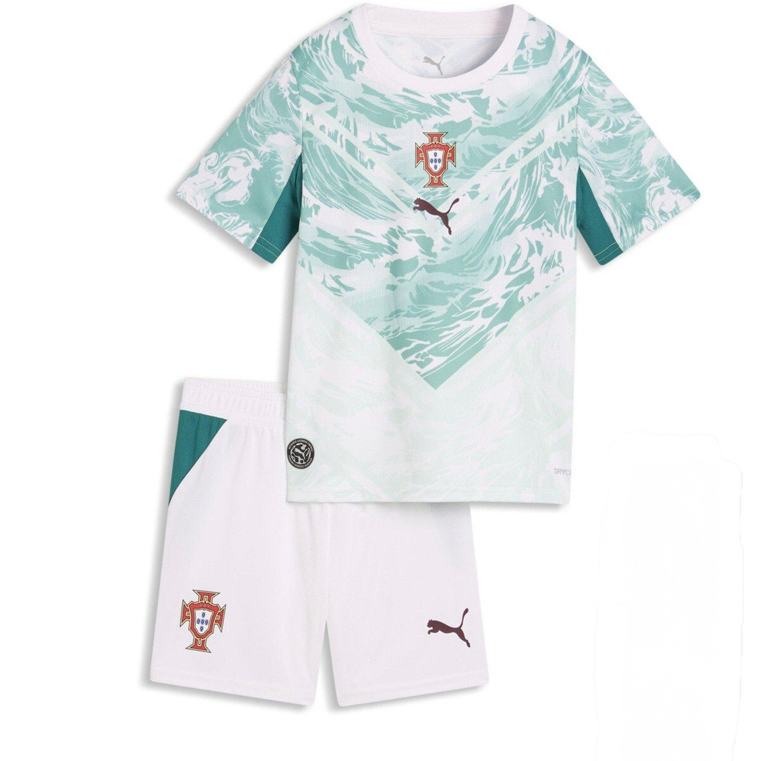 Conjunto infantil Selección de Portugal alternativa verde - pantalón corto blanco - COPA DEL MUNDO 2026