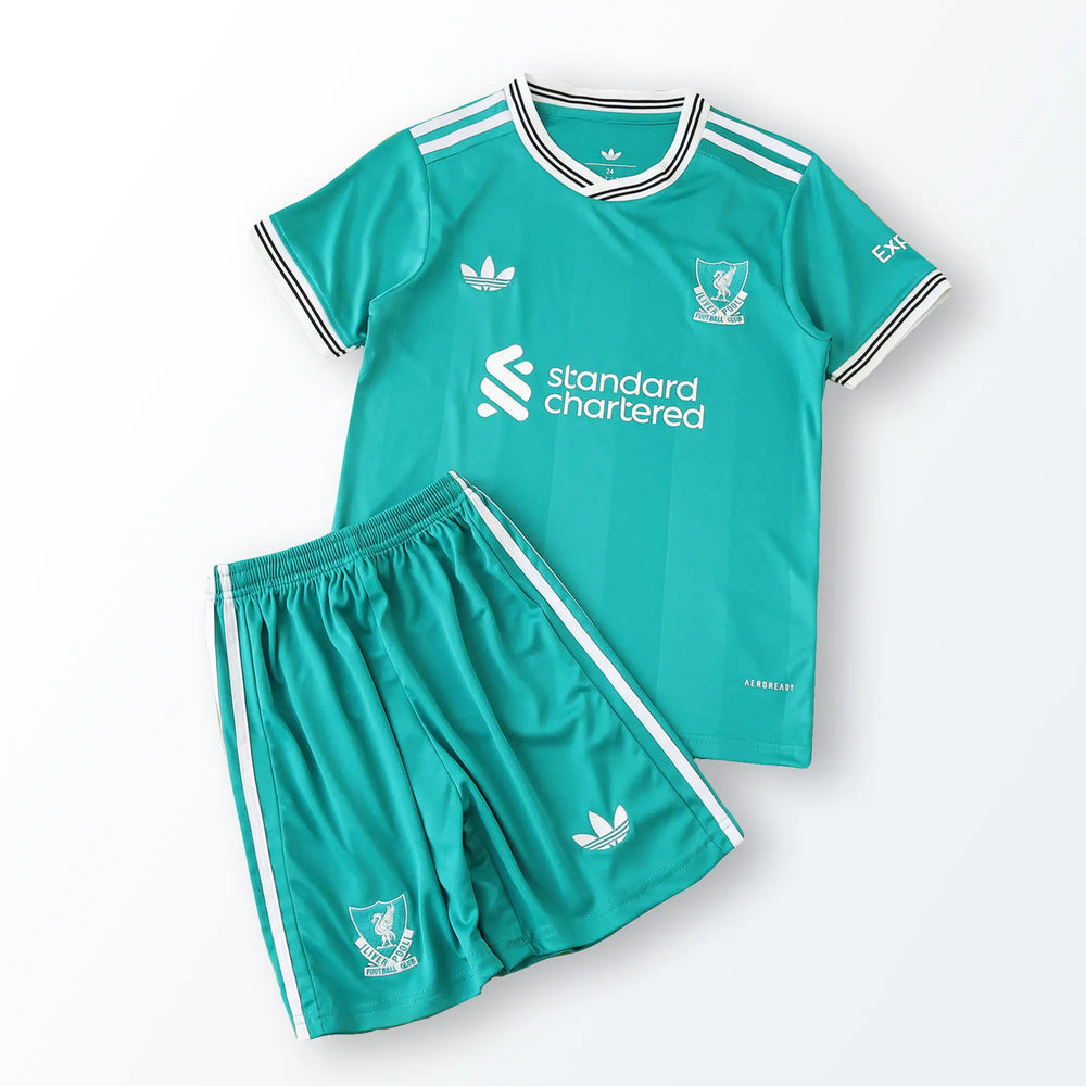 Conjunto Infantil Liverpool tercera verde 2025/26