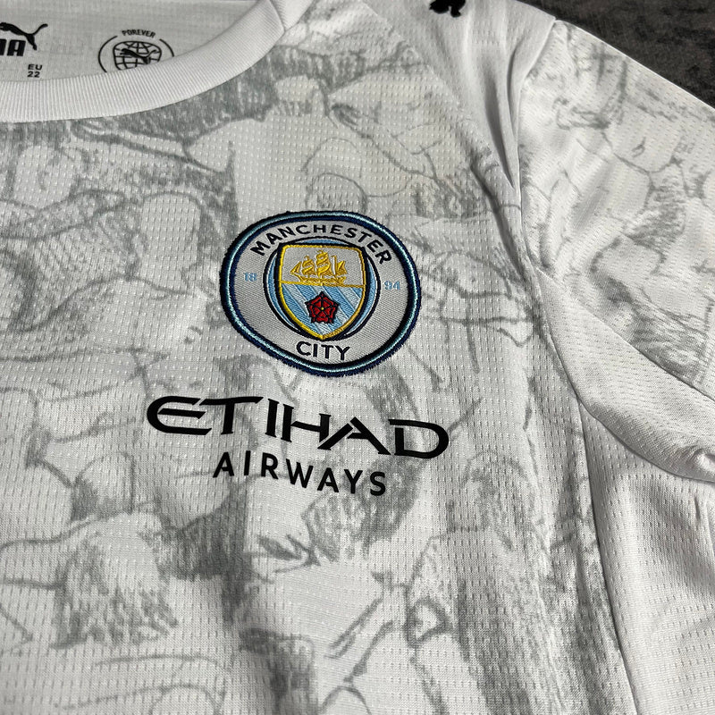 Conjunto Infantil Manchester City visitante 2025/26 blanco