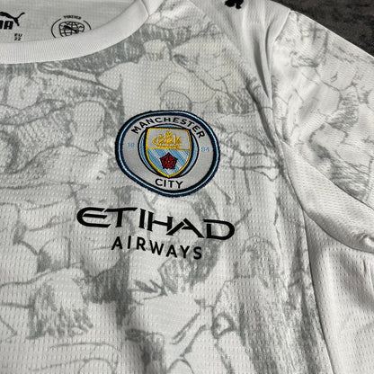 Conjunto Infantil Manchester City away 2025/26 blanco