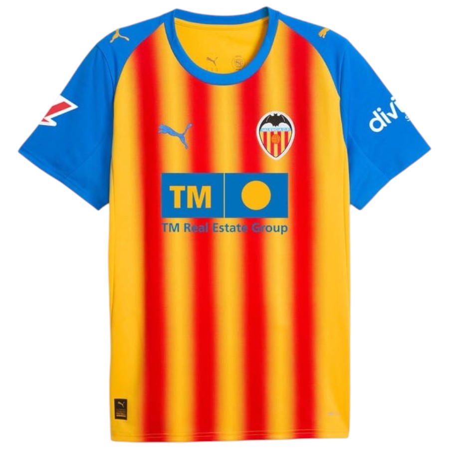 Camiseta Valencia tercera amarillo y roja 2025/26