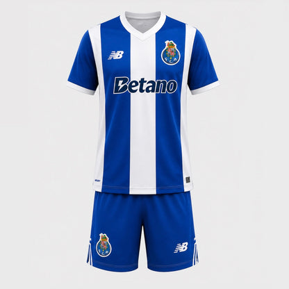 Conjunto infantil CAMPEÕES 31 dragão PRINCIPAL 2026/27 azul y blanca