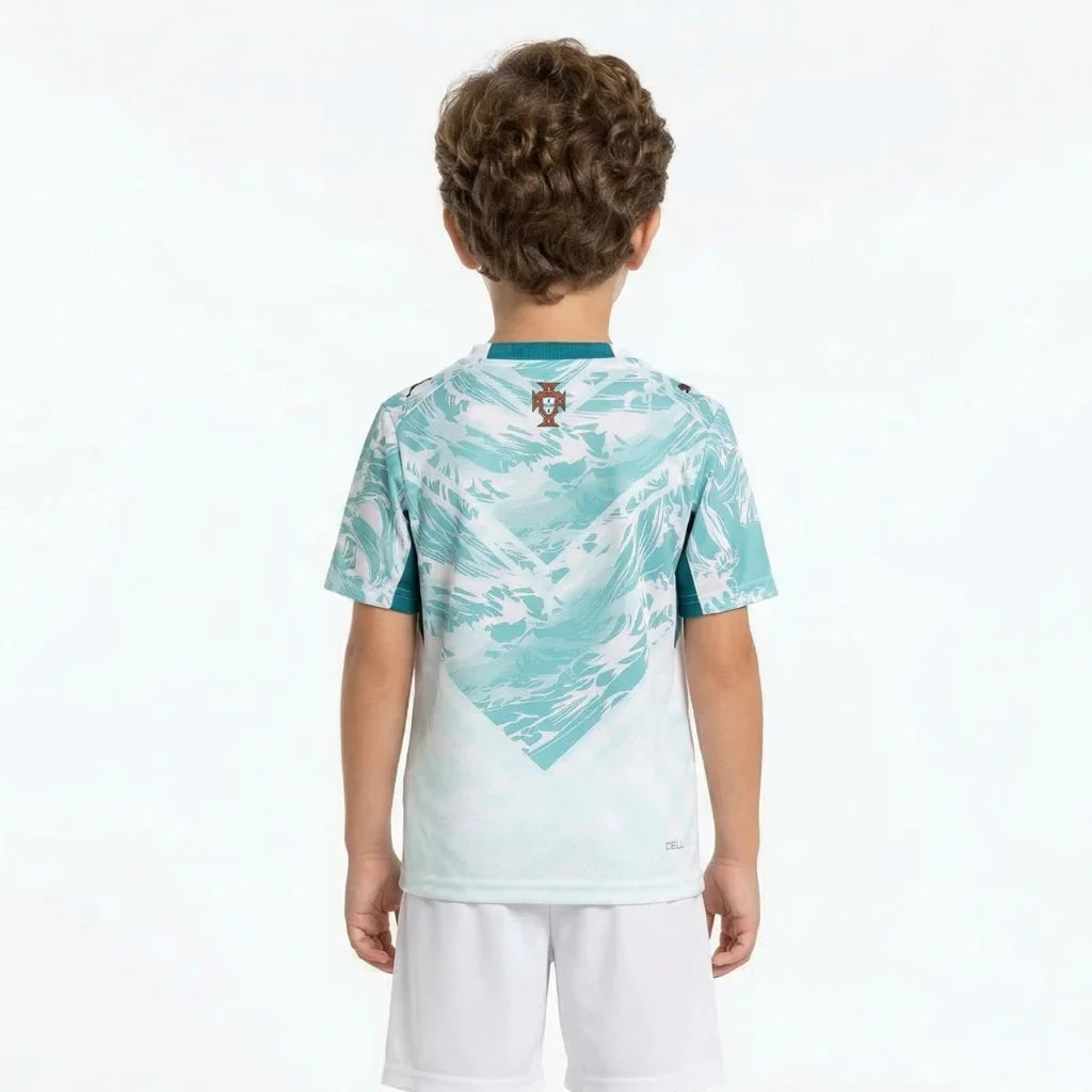 Conjunto infantil Selección Portugal alternativa verde - pantalón corto blanco - COPA DEL MUNDO 2026