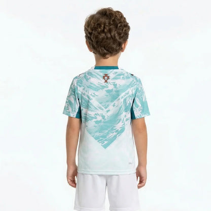 Conjunto infantil Selección Portugal alternativa verde - pantalón corto blanco - COPA DEL MUNDO 2026