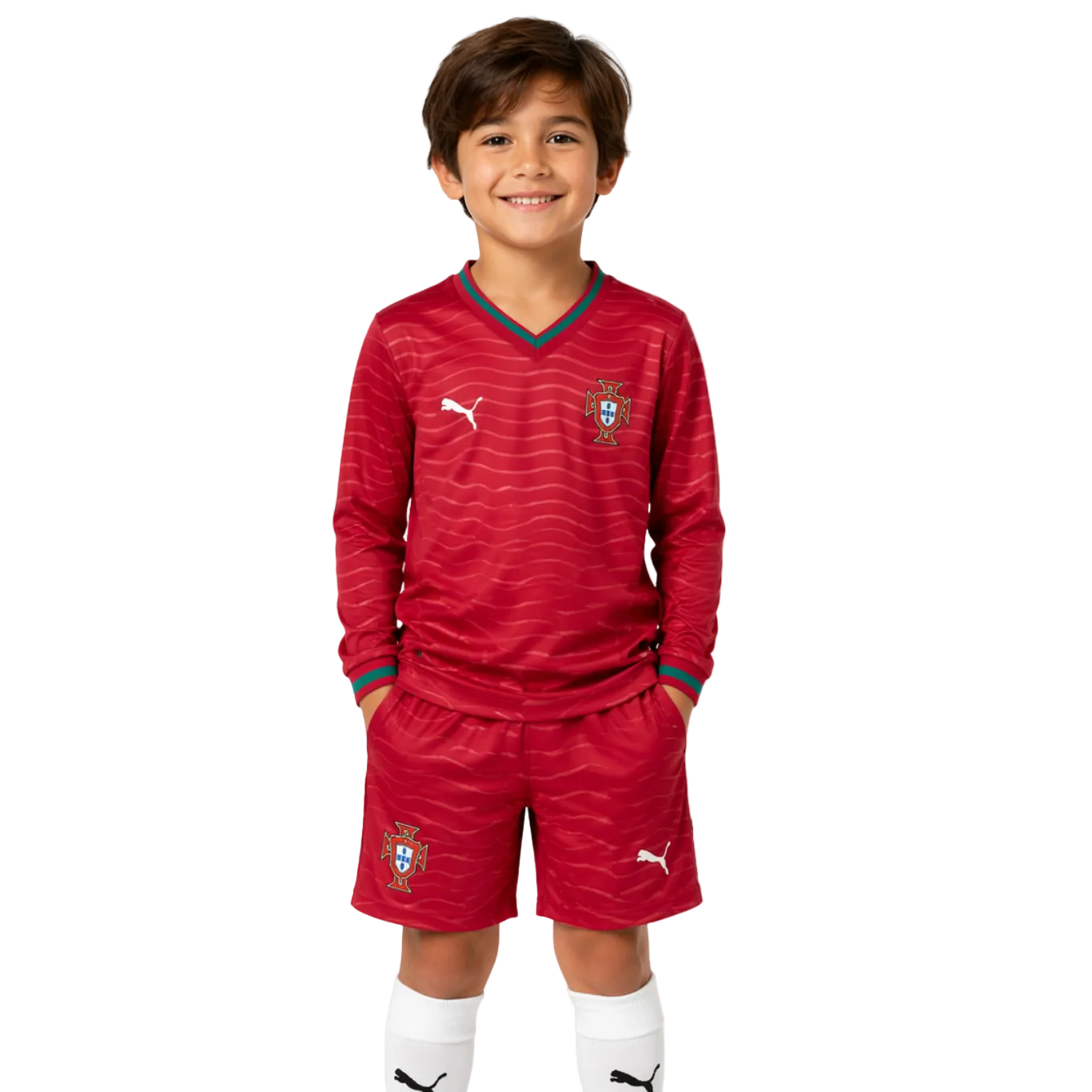 Conjunto infantil MANGA LARGA Selección de Portugal principal COPA DEL MUNDO 2026 - roja