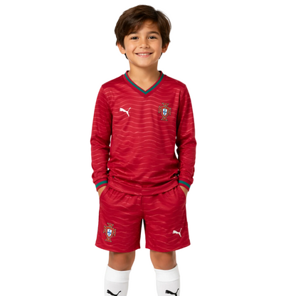 Conjunto infantil MANGA LARGA Selección de Portugal principal COPA DEL MUNDO 2026 - roja