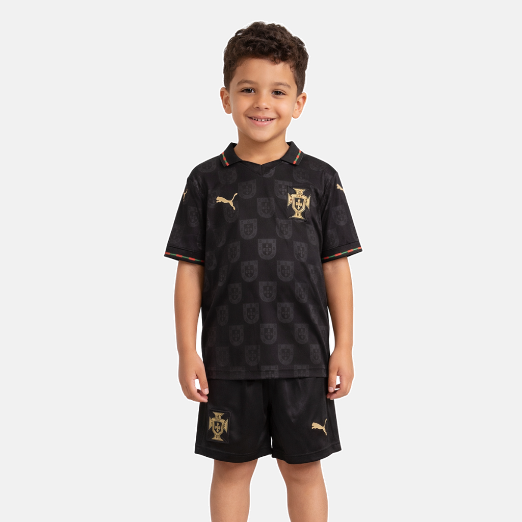 Conjunto infantil Selección de Portugal edición especial pantera negra EUSÉBIO negra 2025/26