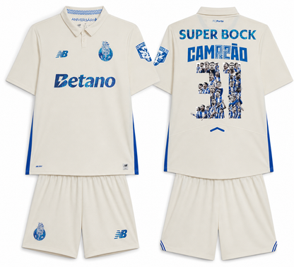 Conjunto infantil CAMPEÕES 31 tercera equipación third blanco 2025/26 - LANZAMIENTO ALTERNATIVA