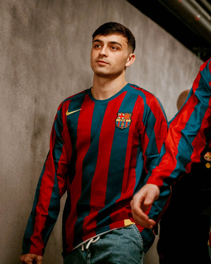 Camiseta MANGA LARGA Barcelona Home Ronaldinho Retro 2005/06 - Roja y Azul REEDICIÓN