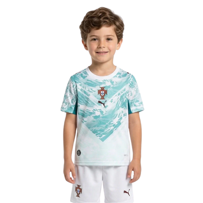 Conjunto infantil Selección Portugal alternativa verde - pantalón corto blanco - COPA DEL MUNDO 2026