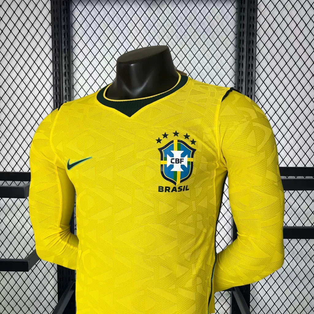 Camiseta Selección Brasil MANGA LARGA  principal Copa del Mundo 2026 PLAYER amarilla -