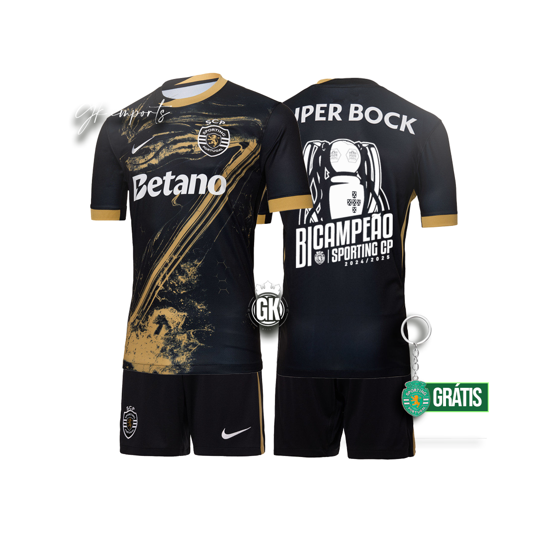 Conjunto infantil BICAMPEÓN especial negra y dorada "7" Ronaldo 2024/25