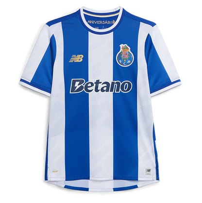 Camiseta primeiro equipación azul/blanco 2025/26 síbolo bordado
