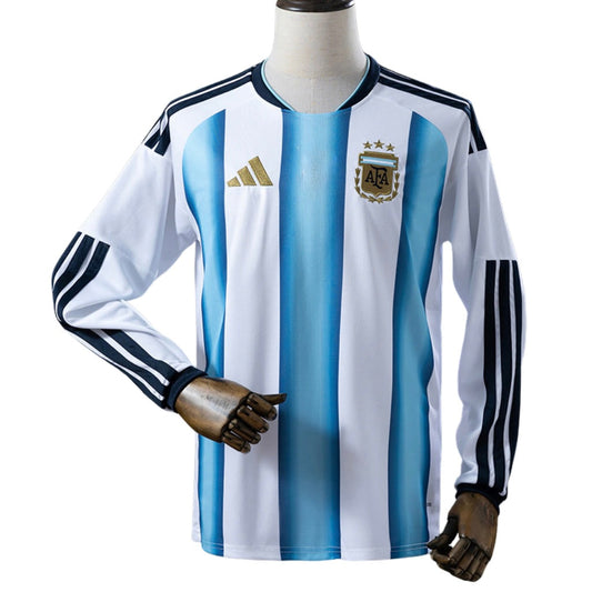 Camiseta Selección de Argentina MANGA LARGA principal blanca/azul - Copa del Mundo 2026