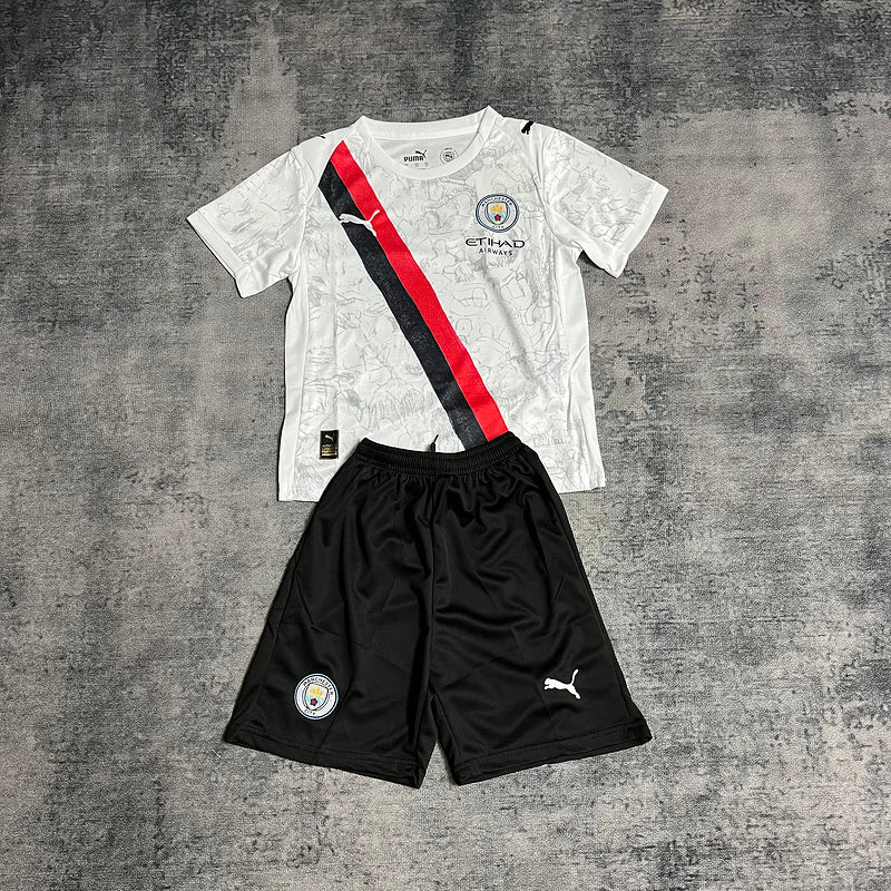 Conjunto Infantil Manchester City visitante 2025/26 blanco