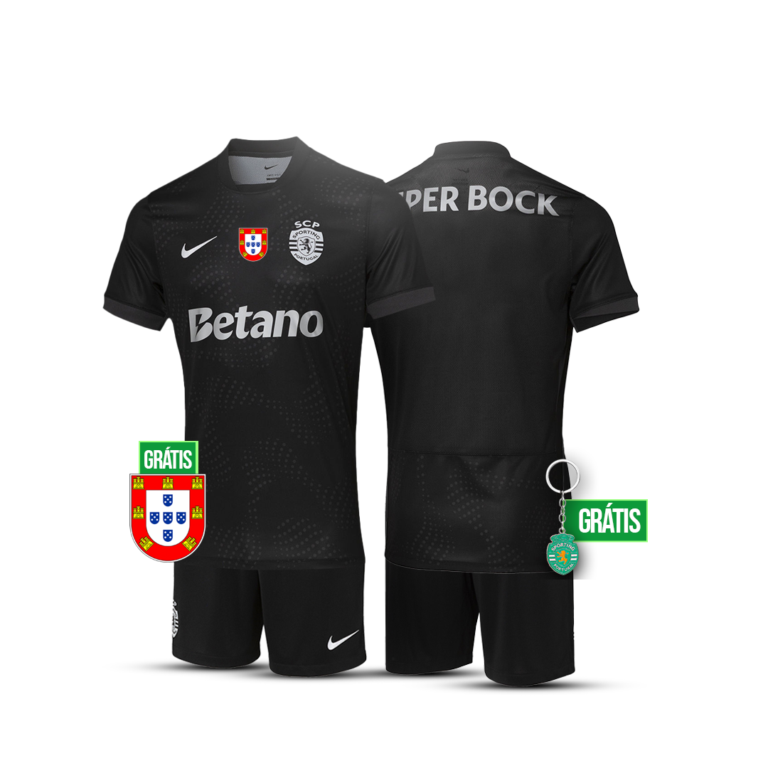 Conjunto infantil VISITANTE negro 2025/26