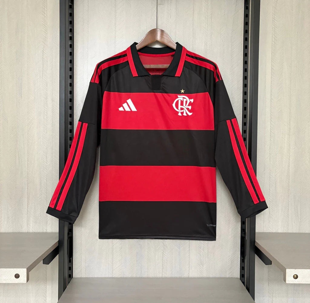 Camiseta Manga larga Flamengo Principal 2026/27 - roja/negra