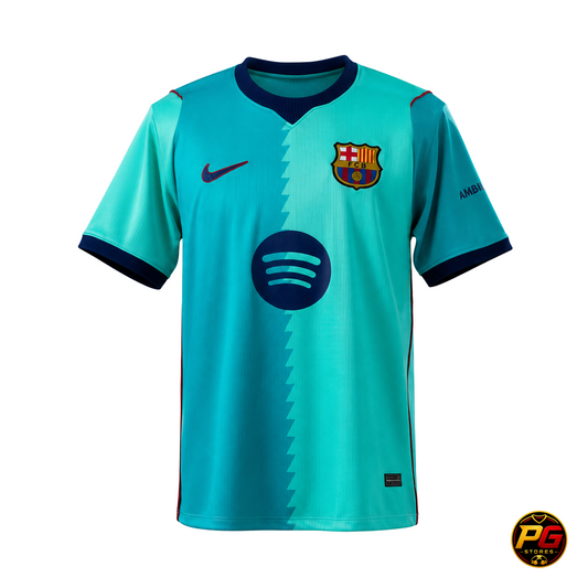 Camiseta Culé 26/27 tercera equipación sobre fondo blanco