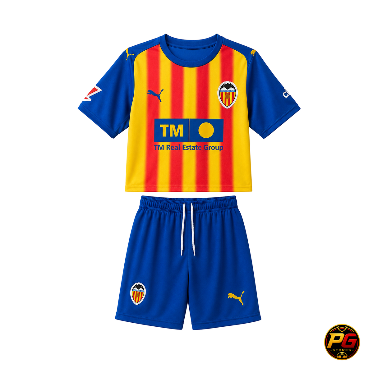 Kit Infantil Valencia 25/26 azul sobre fondo blanco