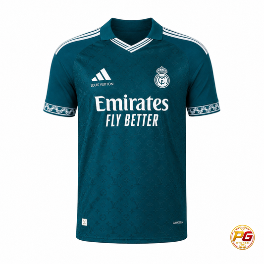 Camiseta Merengues 26/27 Player Verde Oscuro sobre fondo blanco