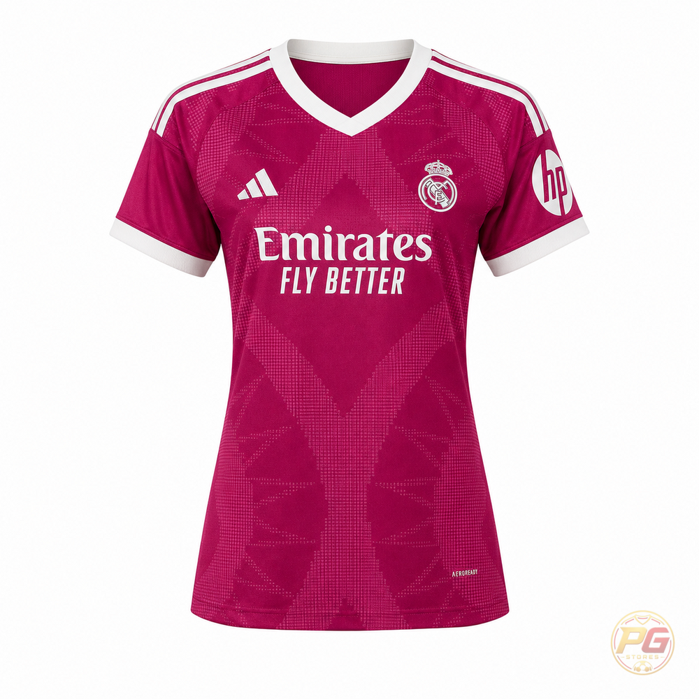 Camiseta Merengues 26/27 Femenina aislada sobre fondo blanco